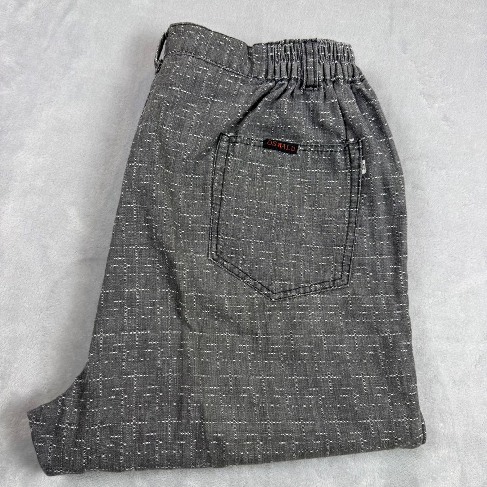Oswald‎ Women's Capris Cropped Pants Gray Patterned Elastic Waist Casual Med?
